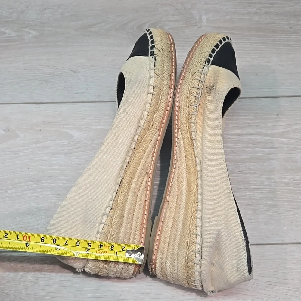 Tory Burch Women's Textile Espadrille Wedge Logo Shoes Sz 8M